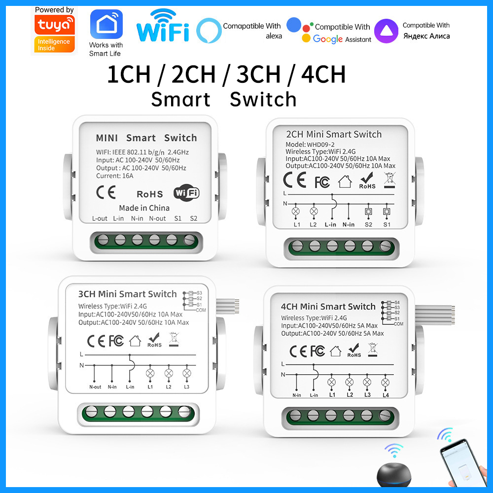 Smart Home Integration - Interruptor Inteligente WiFi Tuya de 1/2/3/4