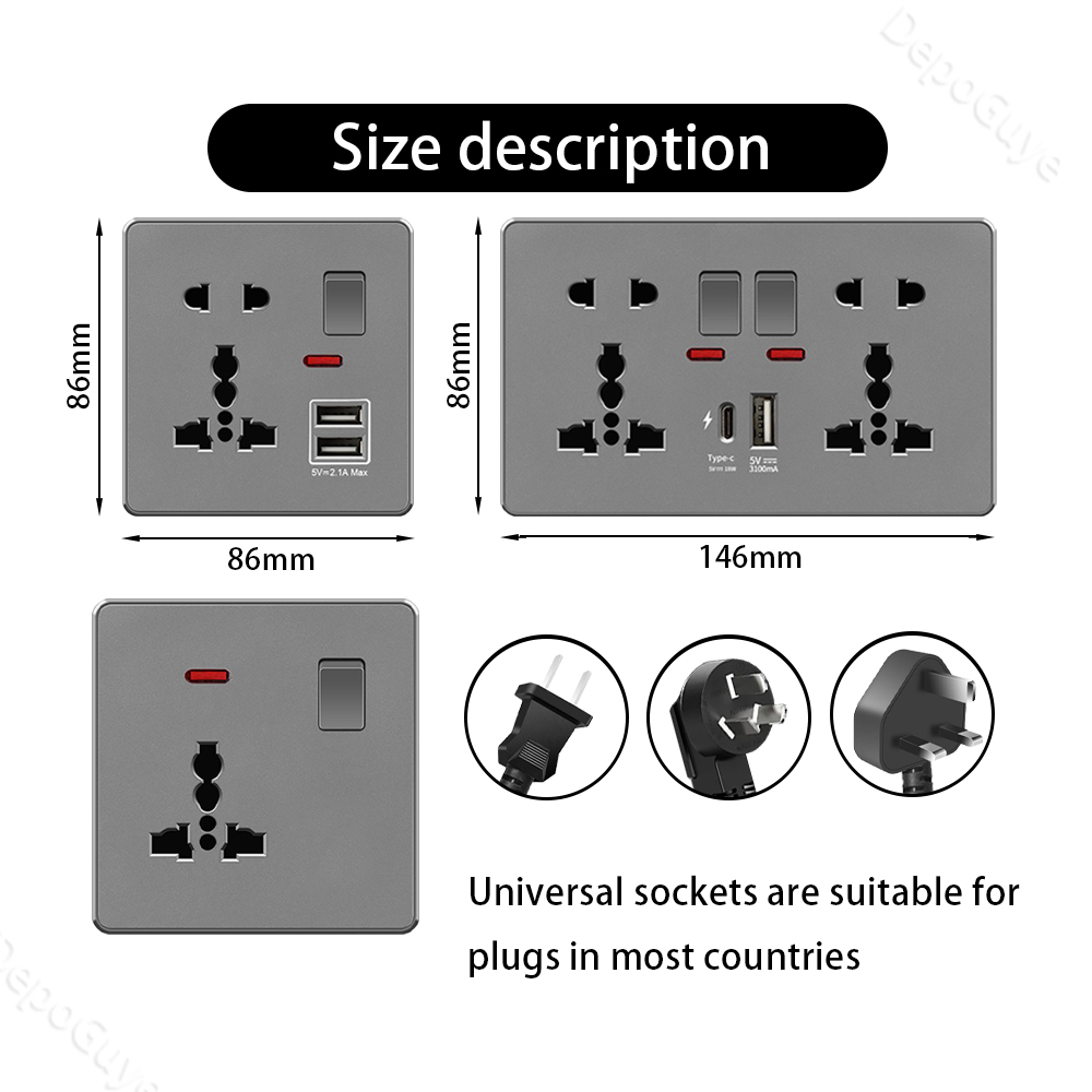 Reino Unido 13A con USB tipo c - Smart Wall Socket reseña y precio